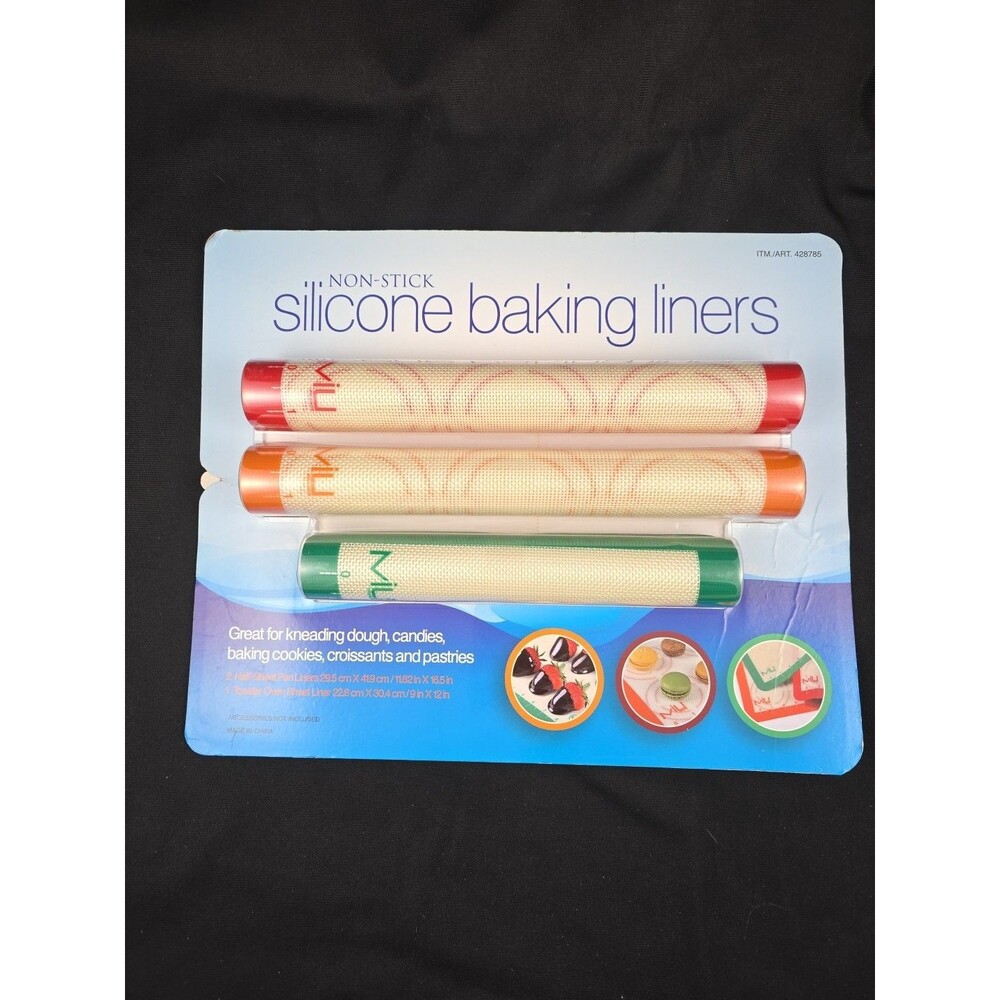 New Miu Silicone Baking Mats Liners Non-Stick Reuseable 3 Pack Sealed Cooking